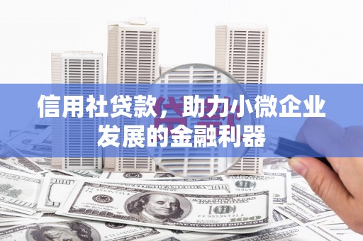 仁怀信用社贷款，助力小微企业发展的金融利器