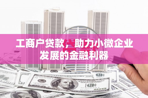 仁怀工商户贷款，助力小微企业发展的金融利器