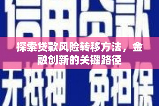 仁怀探索贷款风险转移方法，金融创新的关键路径