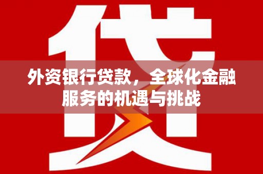 仁怀外资银行贷款，全球化金融服务的机遇与挑战