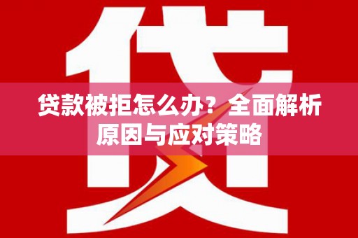 仁怀贷款被拒怎么办？全面解析原因与应对策略